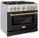 ZLINE Autograph Edition 36" Stainless Steel Pro Style Dual Fuel Range with Black Matte Door and Champagne Bronze Accents-2