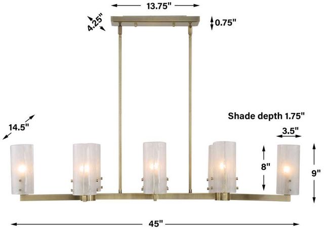 Uttermost® Mistie Antique Brass Linear Chandelier-1