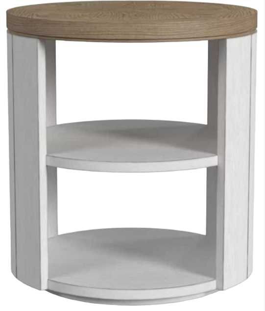 Flexsteel® Melody Gray Parquet Round End Table with Distressed White Base-2
