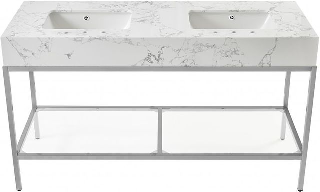 Meridian Furniture Marmo White/Brushed Chrome 60" Bathroom Vanity-1