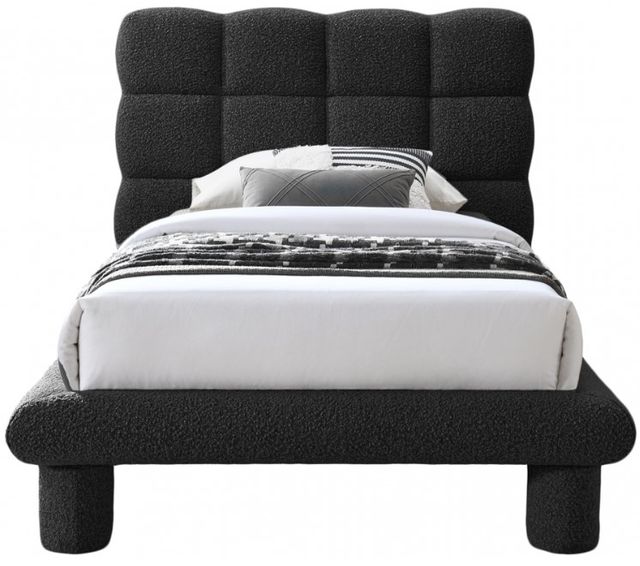 Meridian Furniture Deco Black Twin Upholstered Panel Bed-1