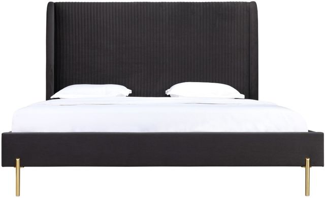 Mazin Furniture Estelle Dark Gray King Upholstered Platform Bed-1