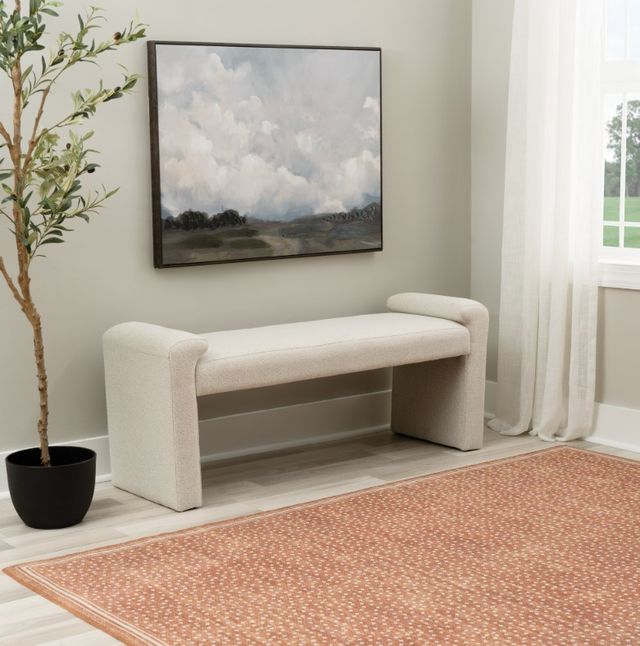 Linon Lollie Cream Corduroy Bench-1