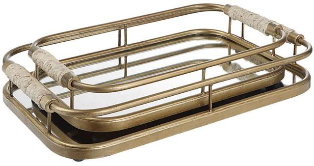Uttermost® Rosea 2-Piece Brushed Gold Tray Set-2