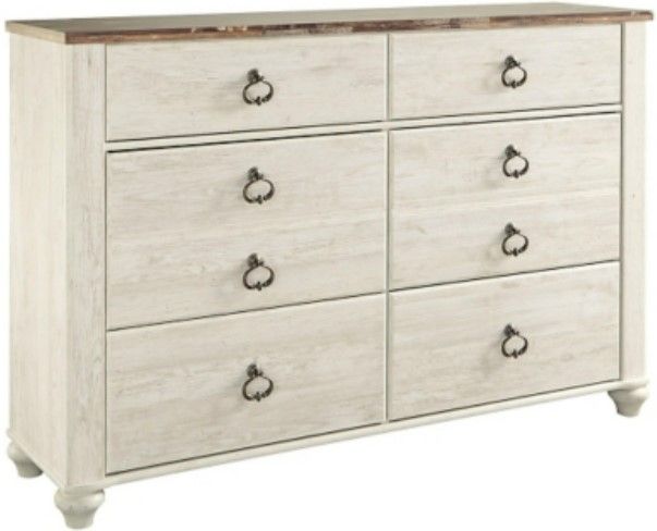 Signature Design by Ashley® Willowton 5-Piece Whitewash Queen Sleigh Bed Set-2
