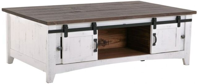 International Furniture Direct Pueblo Brown Cocktail Table with White Base-0