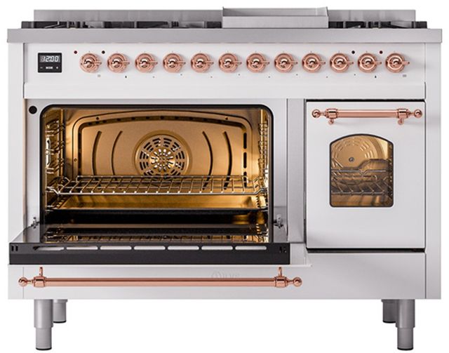 Ilve® Nostalgie II Series 48" White Pro Style Dual Fuel Range-2