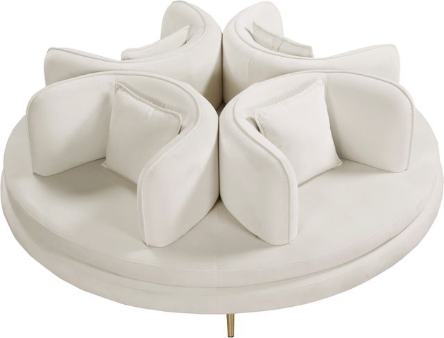 Meridian Furniture Circlet Cream Upholstered Round Sofa Settee-2