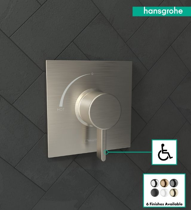 Hansgrohe Ecostat Square Brushed Nickel Pressure Balance Trim-3