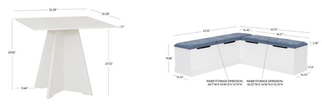 Linon Nancy 2-Piece Blue/White Table Nook Set-3