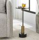 Uttermost® Spector Black Glass Top Accent Table with Brushed Brass Accents-1