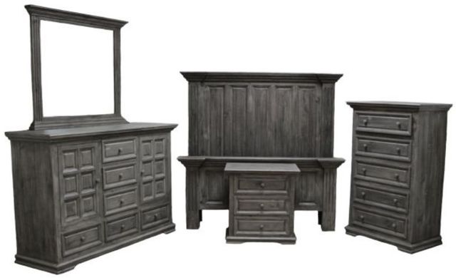 Million Dollar Rustic Coliseo 5-Piece Charcoal Gray Queen Panel Bedroom Set-0