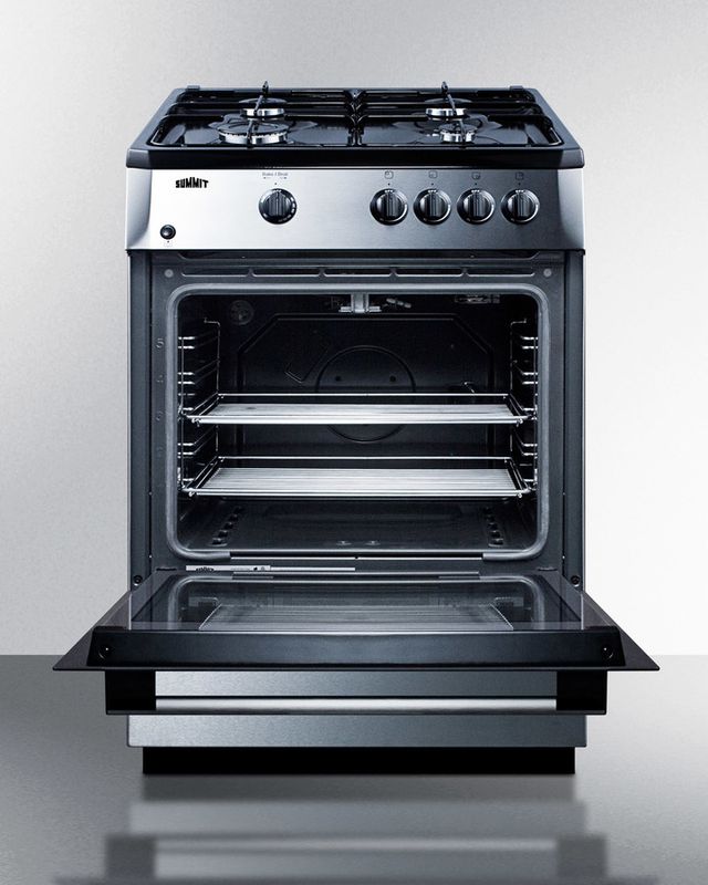 Summit® 24" Black with Stainless Steel Slide In Gas Range-2