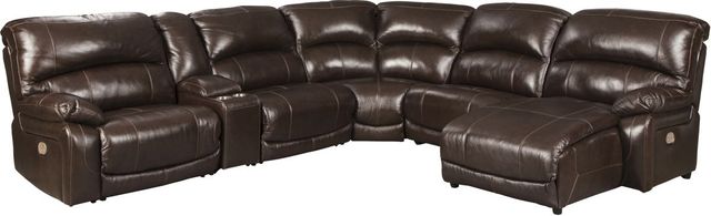 Signature Design by Ashley® Hallstrung 6-Piece Chocolate Power Reclining Right-Arm Facing Sectional and Chaise-0