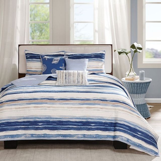 Olliix by Madison Park Blue Full/Queen Marina 6-Piece Quilted Coverlet Set-0