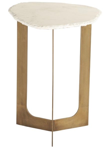 Home Trends & Design Reno Antique Brass/White Side Table -2