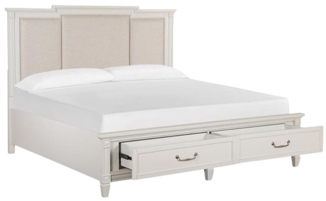 Magnussen Home® Willowbrook Egg Shell White/Natural King Upholstered Panel Storage Bed-2