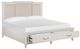 Magnussen Home® Willowbrook Egg Shell White/Natural King Upholstered Panel Storage Bed-2