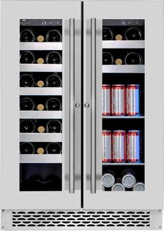 Refroidisseur à breuvage et vin sous-comptoir de 24 po WineCell'R® Titanium de 27 bouteilles + 43 canettes - Acier inoxydable