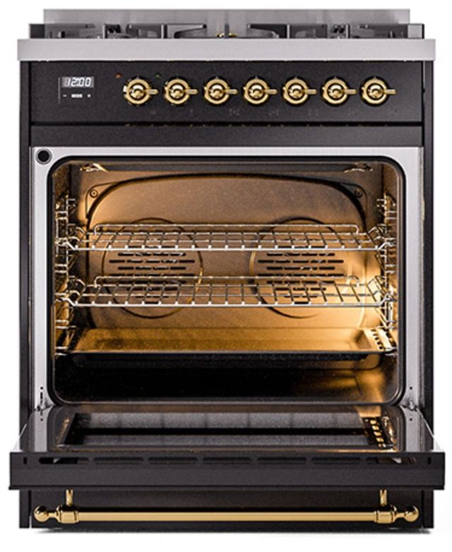 Ilve® Nostalgie II Series 30" Glossy Black Pro Style Dual Fuel Range-2
