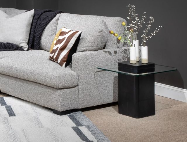 Magnussen Home® Donora Glass Top Square End Table with Obsidian Base-1