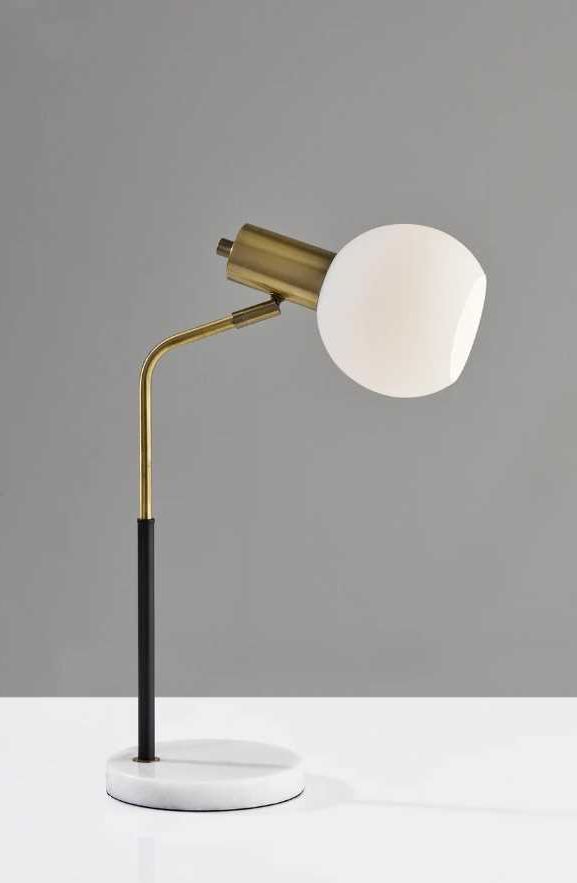 Adesso® Corbin Antique Brass/Black/White Desk Lamp-4