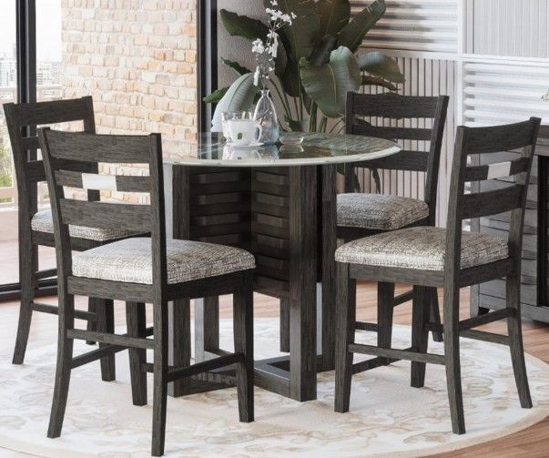 Jofran Inc. Altamonte Brushed Gray Ladderback Counter Stool-1