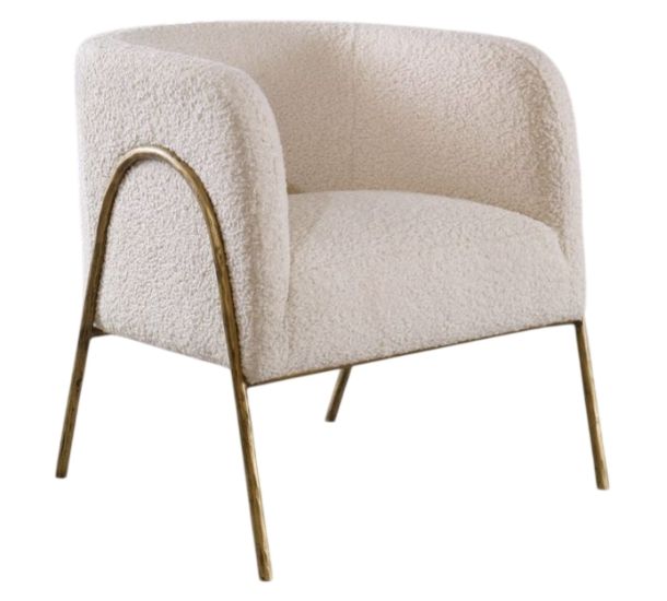 Uttermost® Jacobsen Aged Gold/Off-White Shearling Accent Chair-0