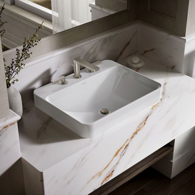 Kohler Vox® White 23" 3 Faucet Holes Rectangular Vessel Bathroom Sink-2