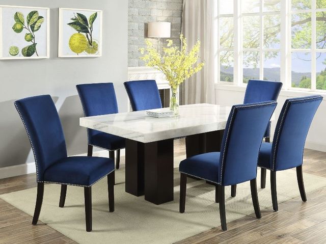 Steve Silver Co. Camila 5-Piece Blue/Ebony/White Marble Dining Set-1