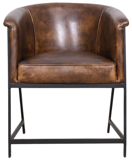 Home Trends & Design Essex Polo Antique Whiskey/Black Arm Dining Chair-1