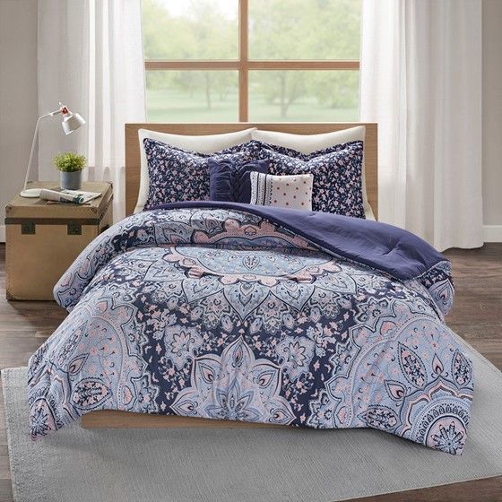 Olliix by Intelligent Design Odette Blue Boho Twin/Twin XL Comforter Set-0