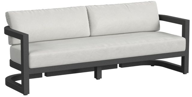 Sunset West Malibu Matte Coal Aluminum Outdoor Sofa with Cast Silver Cushion-0