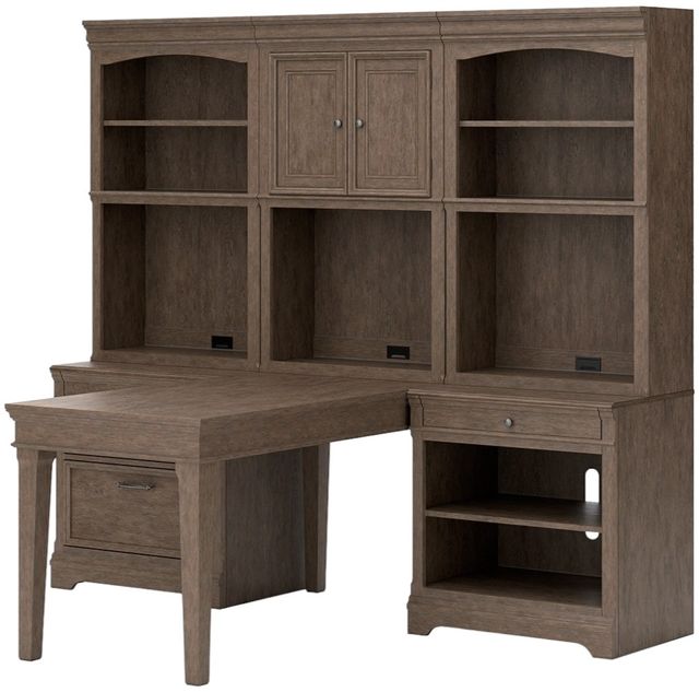 Signature Design by Ashley® Janismore 6-Piece Weathered Gray Office Desk Set-2
