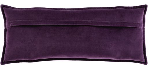Surya Cotton Velvet Dark Purple 12"x30" Toss Pillow with Polyester Insert-1