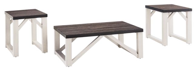 American Wholesale Furniture Danville 3-Piece Gray Occasional Table Set with Antiqued White Base-0