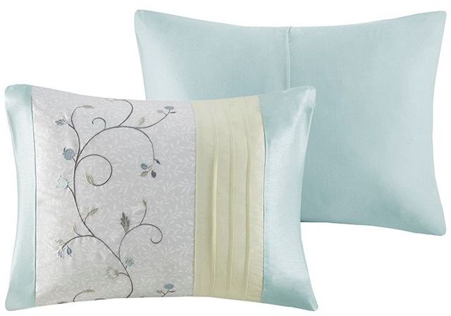 Olliix by Madison Park 7 Piece Aqua King Serene Embroidered Comforter Set-3