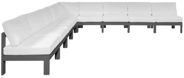Meridian Furniture Nizuc 9-Piece Dark Gray/White Aluminum/Fabric Outdoor Patio Modular Sectional-1