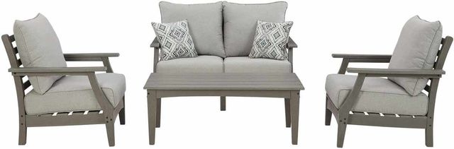 Signature Design by Ashley® Visola 4-Piece Gray Outdoor Conversation Set-0