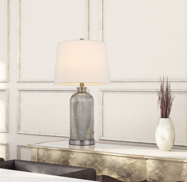 Cal® Lighting & Accessories 2-Piece Towson Antique mirror/White Table Lamp Set-2