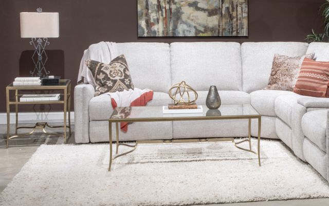 Magnussen Home® Lorena Glass Top Rectangular End Table with Burnished Brass Base-1