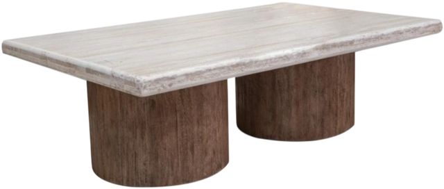 International Furniture Direct Sahara Cream Top Deluxe Cocktail Table with Caramel Brown Base-0