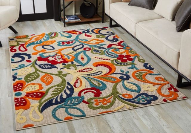 KAS Rugs Calla Ivory/Multi Leila 5'x7' Area Rug-4