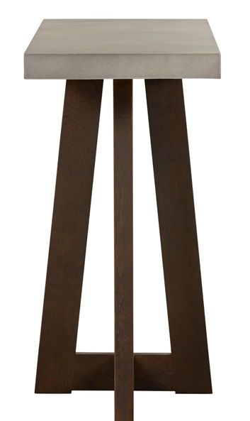 Armen Living Elodie Gray Rectangular Console Table with Dark Brown Base -2