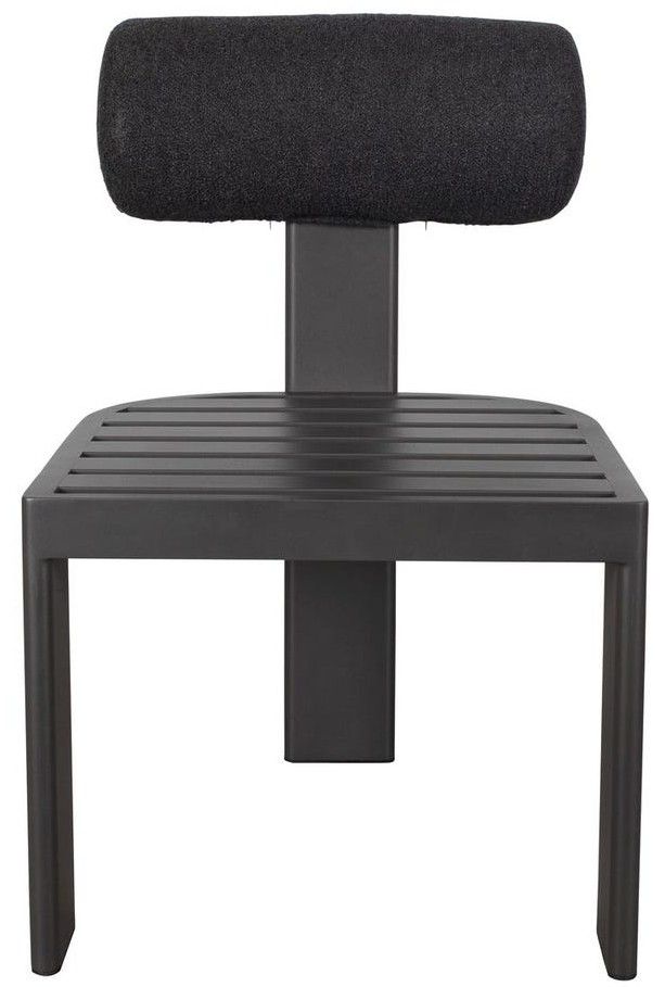 Uttermost® Uttermost® Bolster Charcoal Aluminum Indoor-Outdoor Dining Chair with Bolster Back Pillow-4