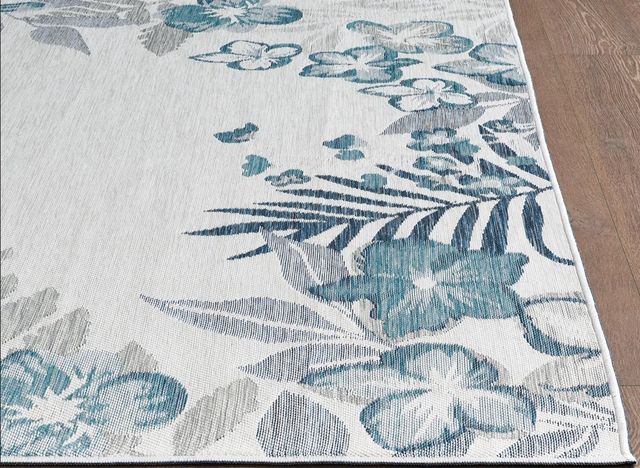 KAS Rugs Dahlia Ivory/Blue Garden Border 5'x7' Area Rug-4