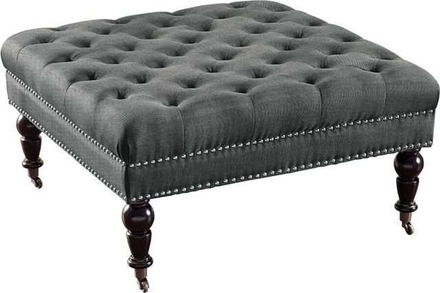 Linon Isabelle Charcoal Tufted Accent Ottoman-3