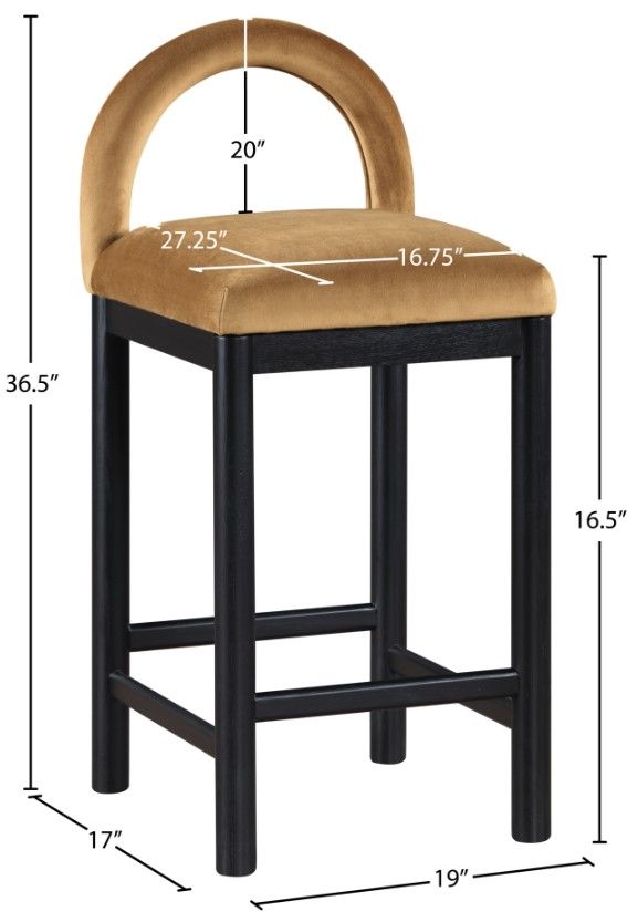 Meridian Furniture Conrad Saddle Upholstered Counter Stool-2