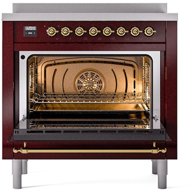 Ilve® Nostalgie II Series 36" Burgundy Pro Style Induction Range-2