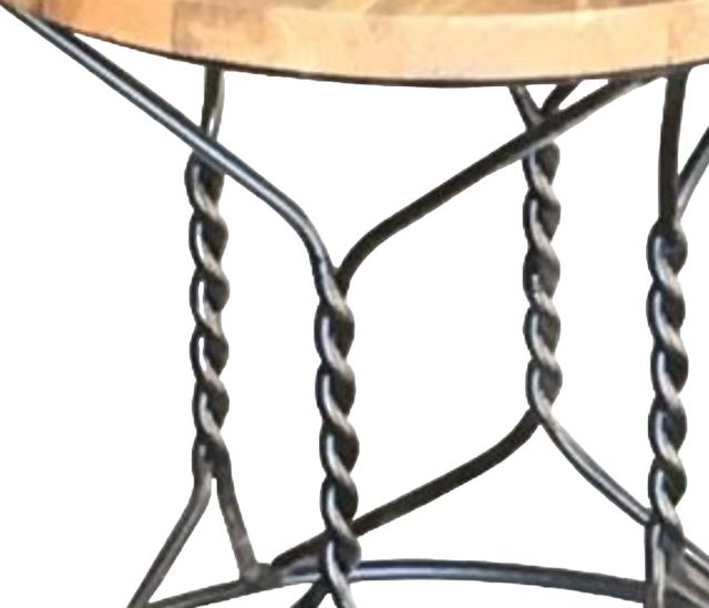Jaipur Furniture Ravi Range Black/Brown Wooden Top Iron Stand Stool -2